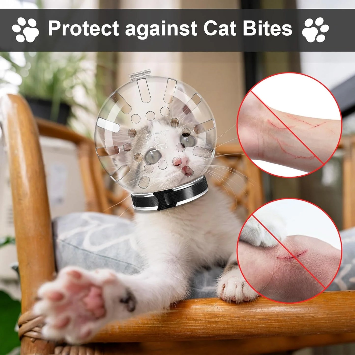Cat Muzzle for Grooming Adjustable Hood Transparent Cats Helmet anti Bite Muzzles Prevent from Cats Biting Scratching, Breathable Cat Bubble Muzzle for Nail Trimming Shaving and Bathing