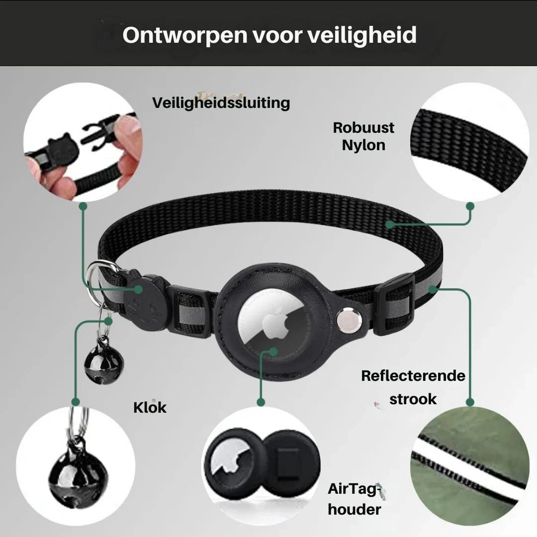 GPS Cat Tracking Collar with Quick-Release Fastener and Enhanced Nighttime Reflectivity