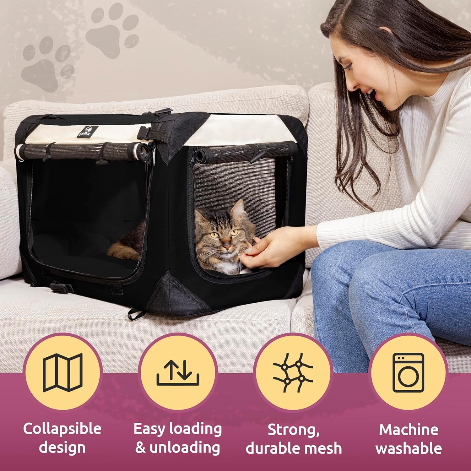 Foldable Cat & Dog Pet Carrier for Travel, Soft-Sided, Medium 20"X13"X13" Fits Most Cats or Small Dog