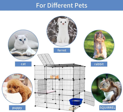 Cat Cages Indoor Enclosure DIY Cat Playpen Catio Detachable Metal Wire Kennels Cats Crate Large Extra Exercise Place Ideal for 1 Cat,35.4 Inches