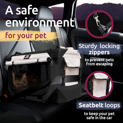 Foldable Cat & Dog Pet Carrier for Travel, Soft-Sided, Medium 20"X13"X13" Fits Most Cats or Small Dog