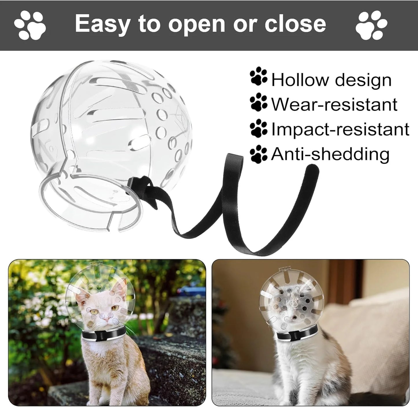 Cat Muzzle for Grooming Adjustable Hood Transparent Cats Helmet anti Bite Muzzles Prevent from Cats Biting Scratching, Breathable Cat Bubble Muzzle for Nail Trimming Shaving and Bathing