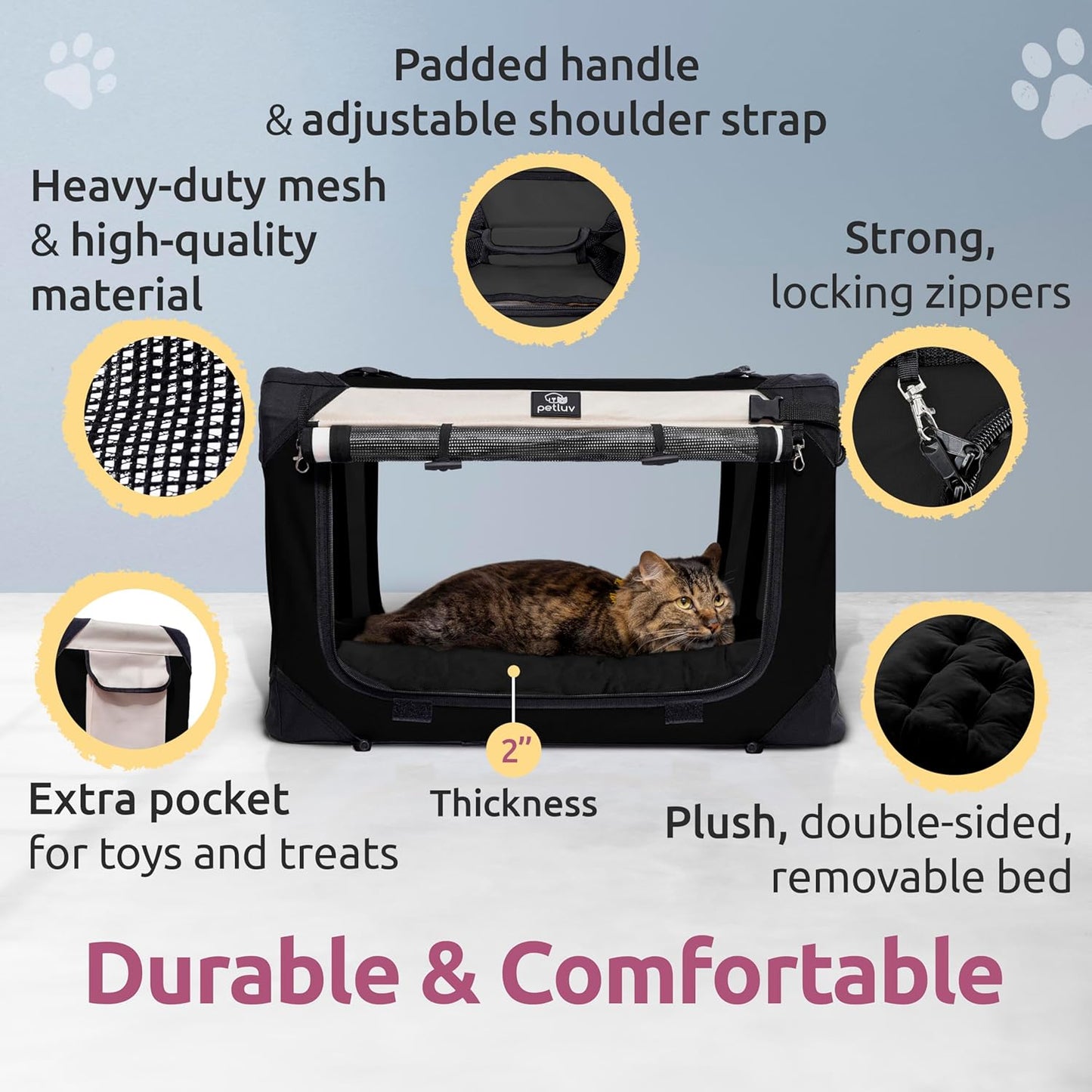Foldable Cat & Dog Pet Carrier for Travel, Soft-Sided, Medium 20"X13"X13" Fits Most Cats or Small Dog